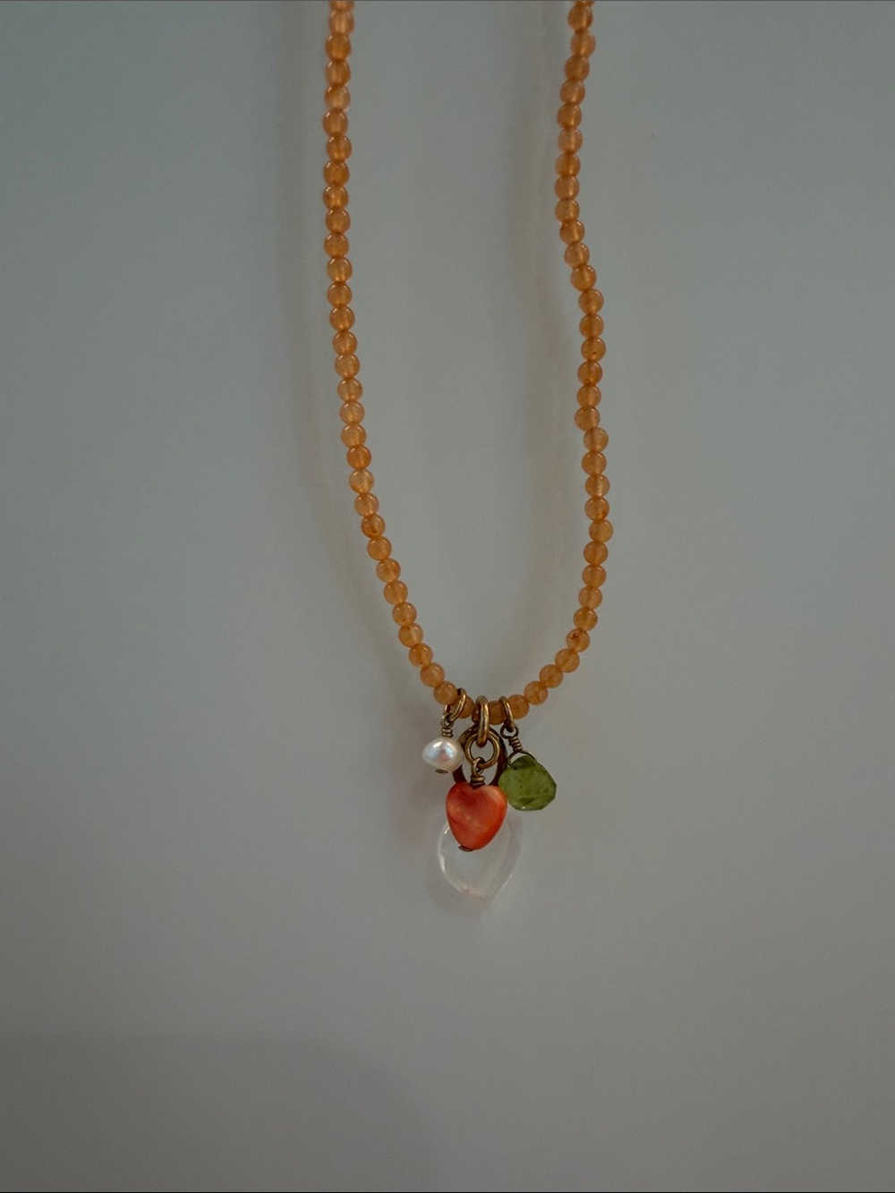 Chan Luu Beaded Heart Charm Necklace - Orange
